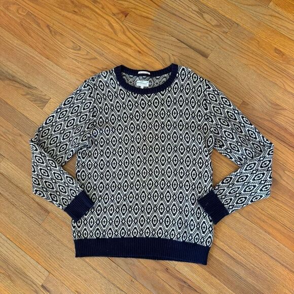 GANT RUGGER The Tuck Stitch Sweater Evening Blue Wool Size L - Picture 2 of 8